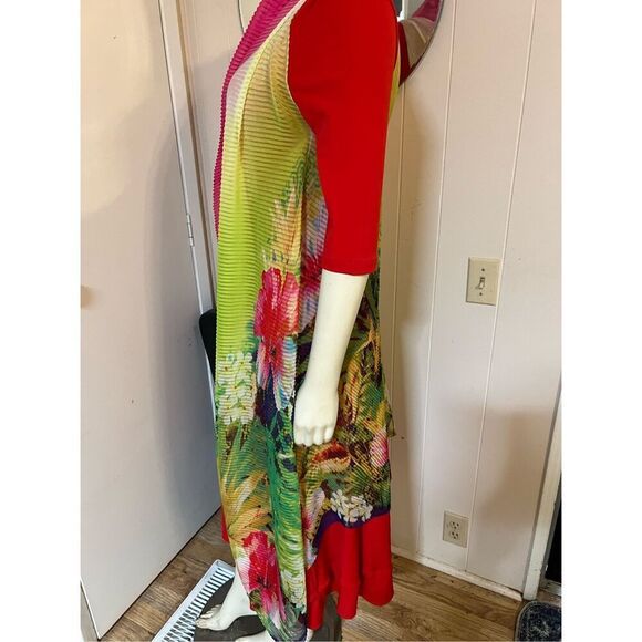 Princess Cruises Colorful Pleated Floral Kimono Cover Up OSFM - Picture 4 of 9